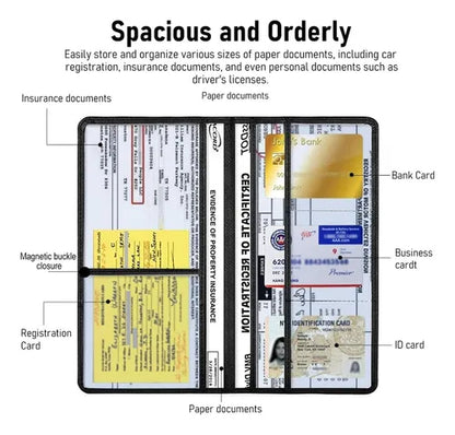 Car Registration & Insurance Holder – Vehicle Document Organizer for Interior Car Accessory