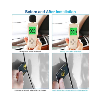 Universal Car Self-Adhesive Rubber Seal - Double Layer Soundproofing Weatherstrip