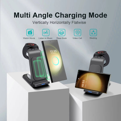3-in-1 Wireless Charger Dock Station for Phone, Watch, and Earbuds