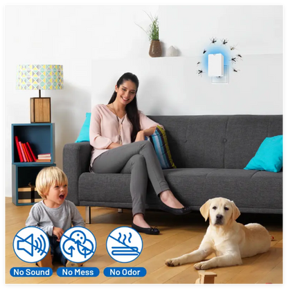 Flying Insect Trap for Indoor Use – Plug-in Bug Catcher with 5 Refill Cartridges & Blue/UV Light Technology – Mess-Free Solution for Gnats,