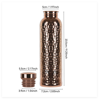 Hammered Copper Water Bottle, 800ml Water Vessel,