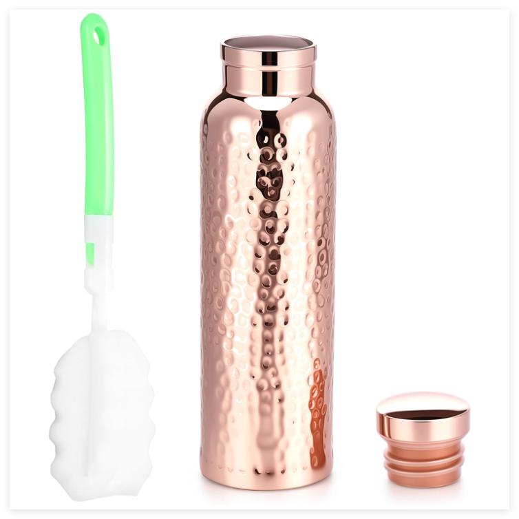 Hammered Copper Water Bottle, 800ml Water Vessel,