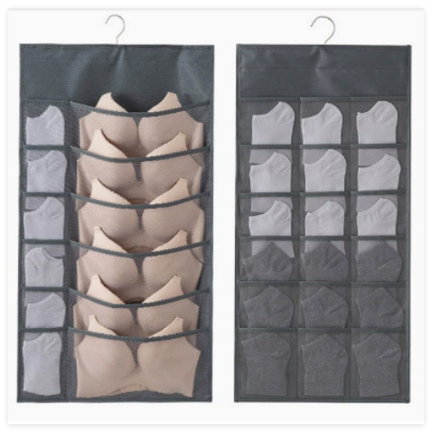 Closet Hanging Organizer with Mesh Pockets & Rotating Metal Hanger