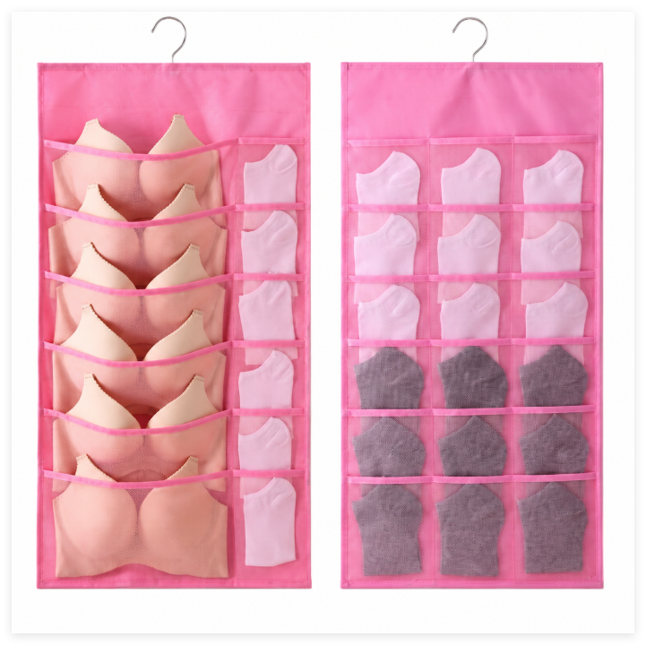 Closet Hanging Organizer with Mesh Pockets & Rotating Metal Hanger