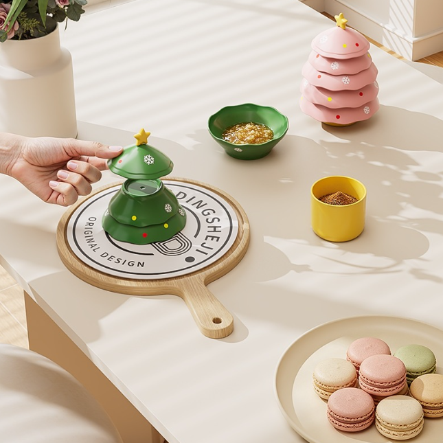 Cute Christmas Tree Dipping Dish Set