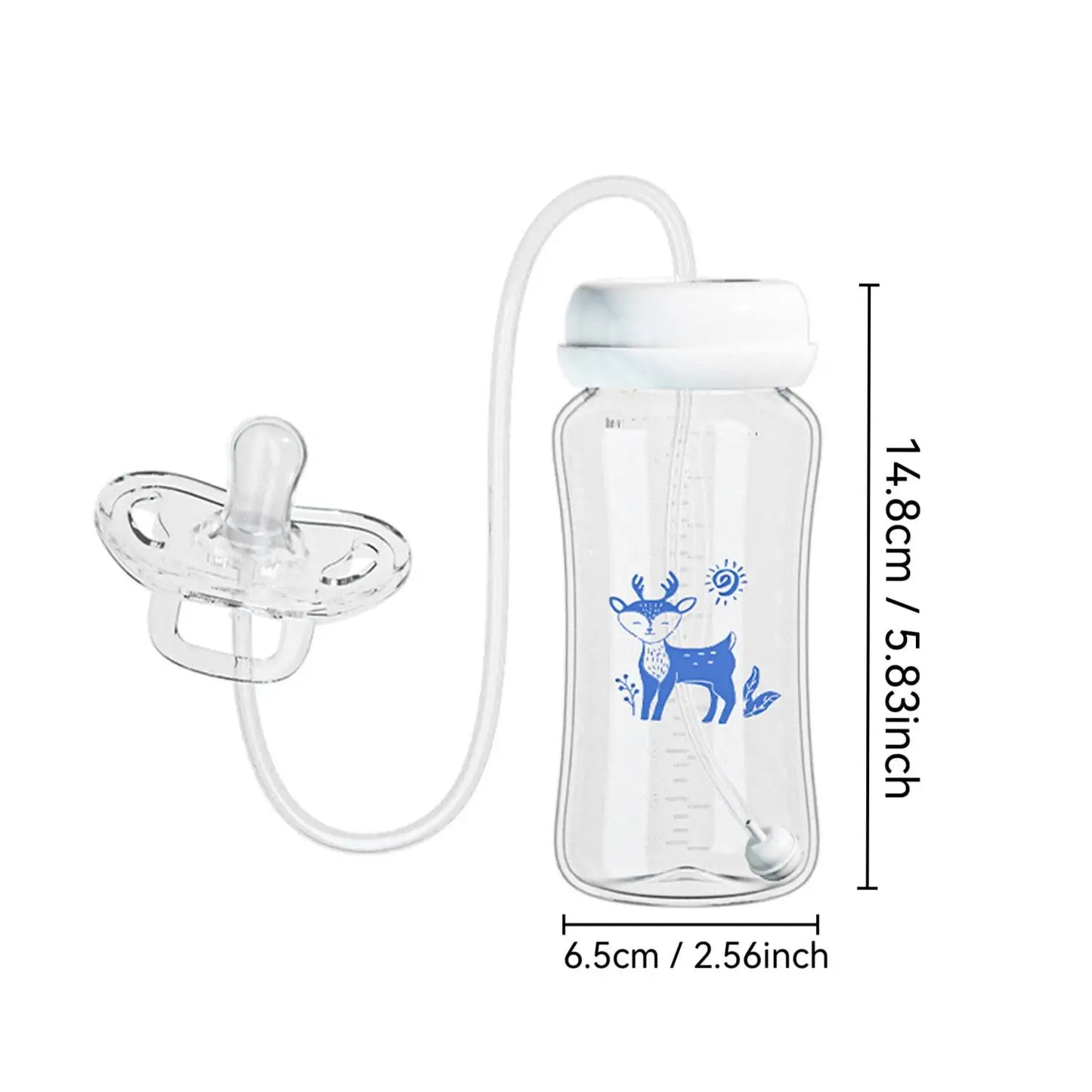 10 Ounce Self Feeding Baby Bottle with Tube - Handless Anti-Colic Nursing System