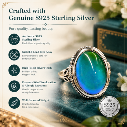 Vintage-Style Woven Oval Mood Stone Ring