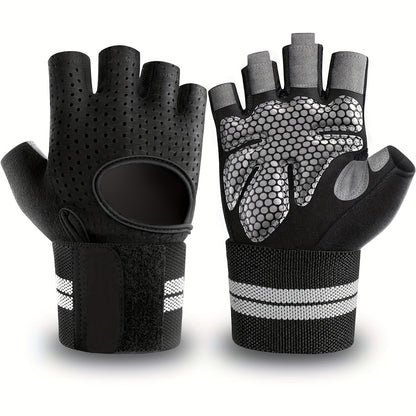 Unisex Workout Gloves with Wrist Wraps for Lifting, Cycling & Fitness