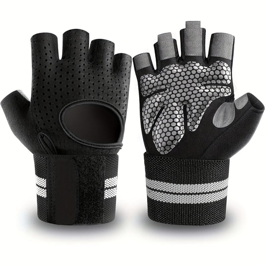 Unisex Workout Gloves with Wrist Wraps for Lifting, Cycling & Fitness