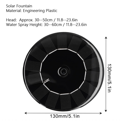Floating Solar Powered Water Fountain Pump with 2 Nozzle 4 Spray Muff