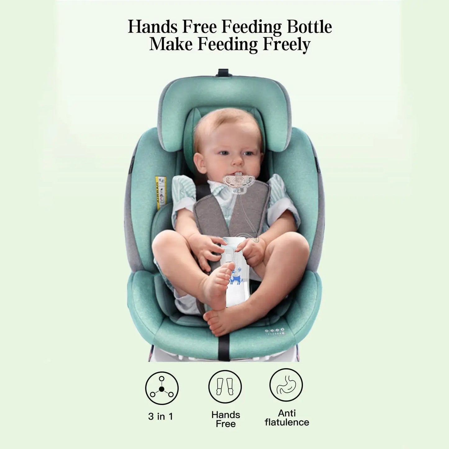 10 Ounce Self Feeding Baby Bottle with Tube - Handless Anti-Colic Nursing System