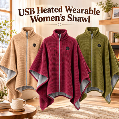 USB-Heated Wearable Shawl for Women