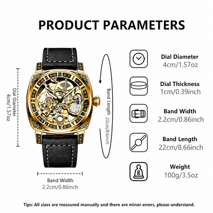 Business Fashion Round Dial Leather Strap Analog Mechanical Watch