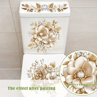 3-Piece Bathroom Toilet Sticker Set, PVC Self-Adhesive Decorative Decals