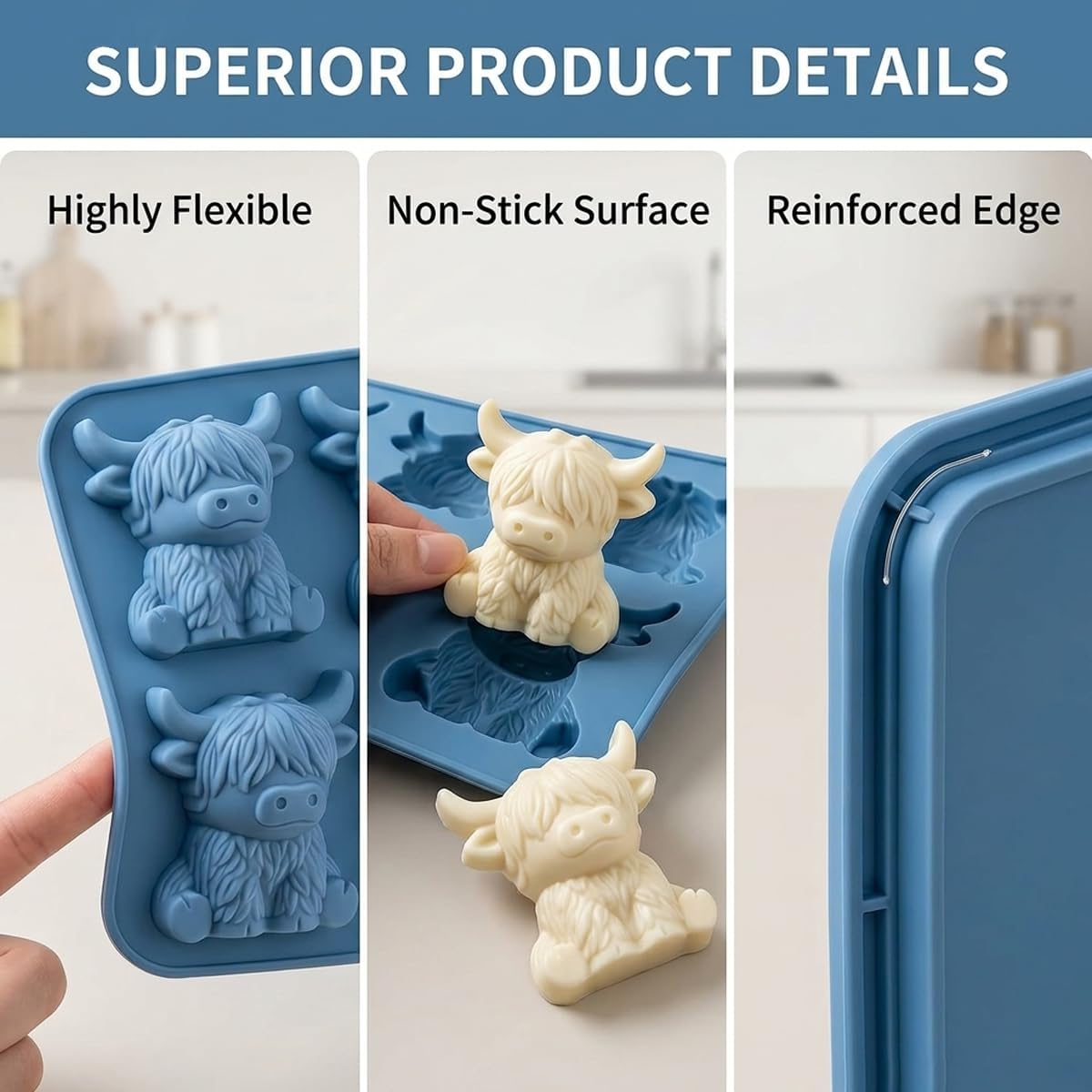Mini Highland Cow Ice Cube Mold - Highland Cow Silicone Tray