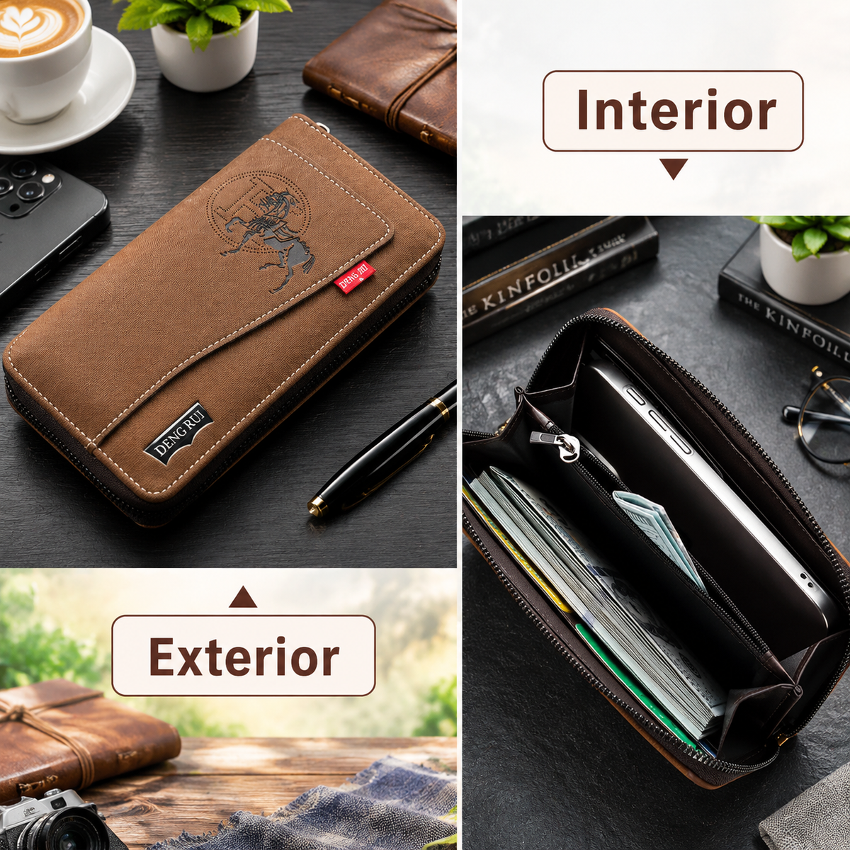Men's Long PU Business Wallet