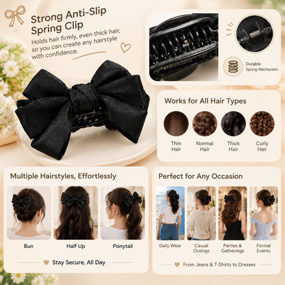 Women's & Girls' 2-Pack Lightweight Butterfly Bow Claw Hair Clips