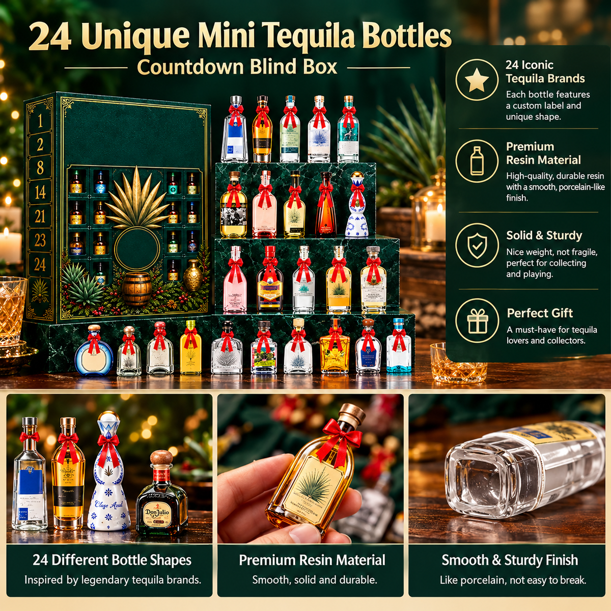 24-Day Mini Tequila Bottle Advent Blind Box for Holiday Celebration