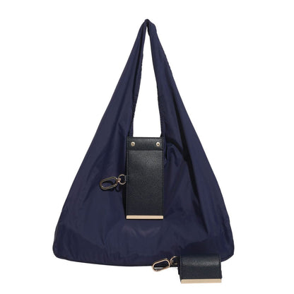 Foldable Keychain Tote Bag, Expandable Leather Mini Bag with Key Ring