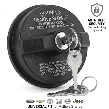 Key-Operated Anti-Theft Metal Lock Gas Cap - Universal Fit for Ford, Chevrolet - Auto Replacement Part
