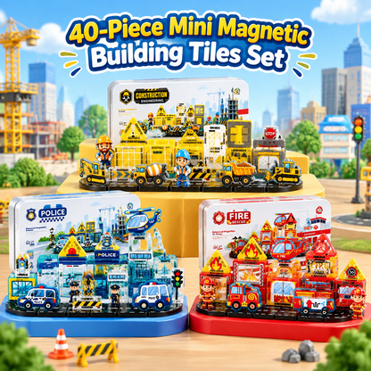 40 Pcs Mini Magnetic Tiles Construction Building Blocks Toy with Iron Storage Box