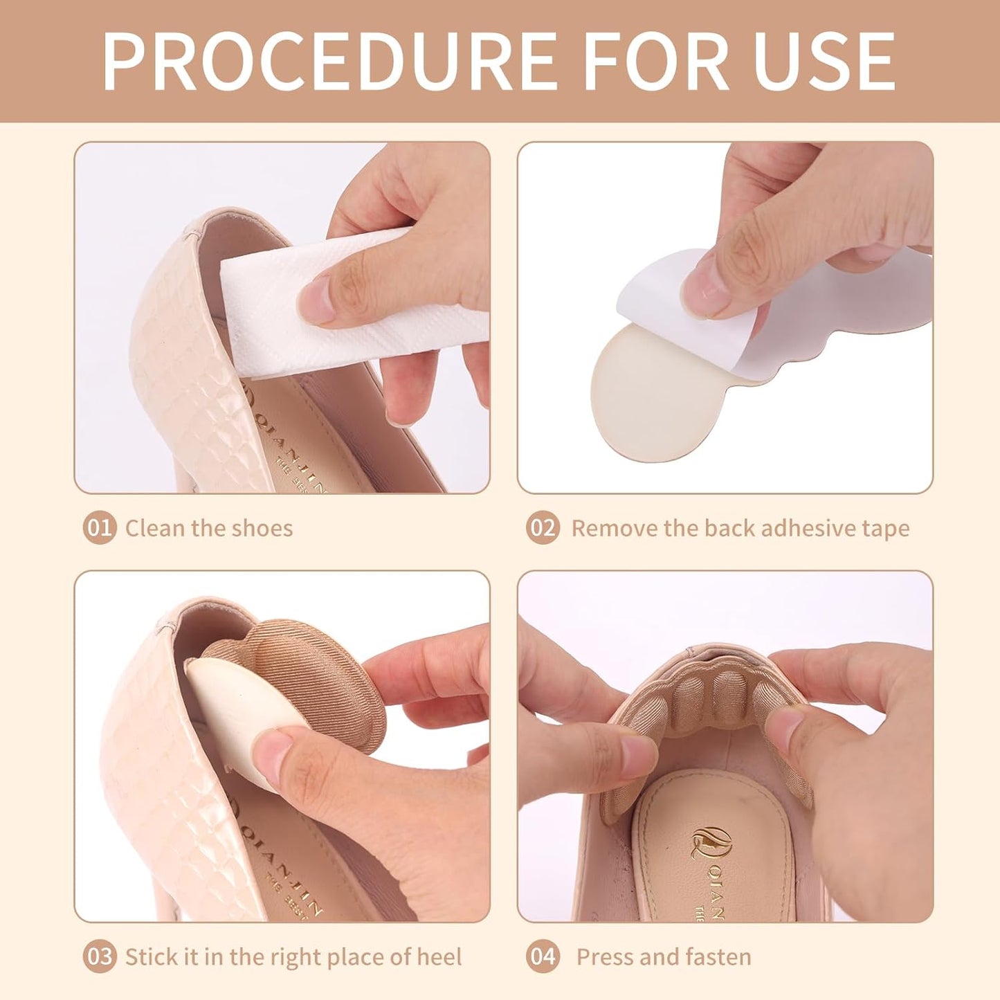 10 PCS Non-Slip Heel Pads - Heel Inserts Shoe Heel Blister Prevention Pads