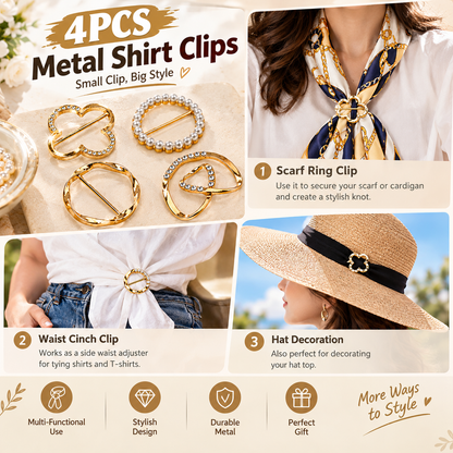 4 Counts Women's Fashion Metal Shirt Clips