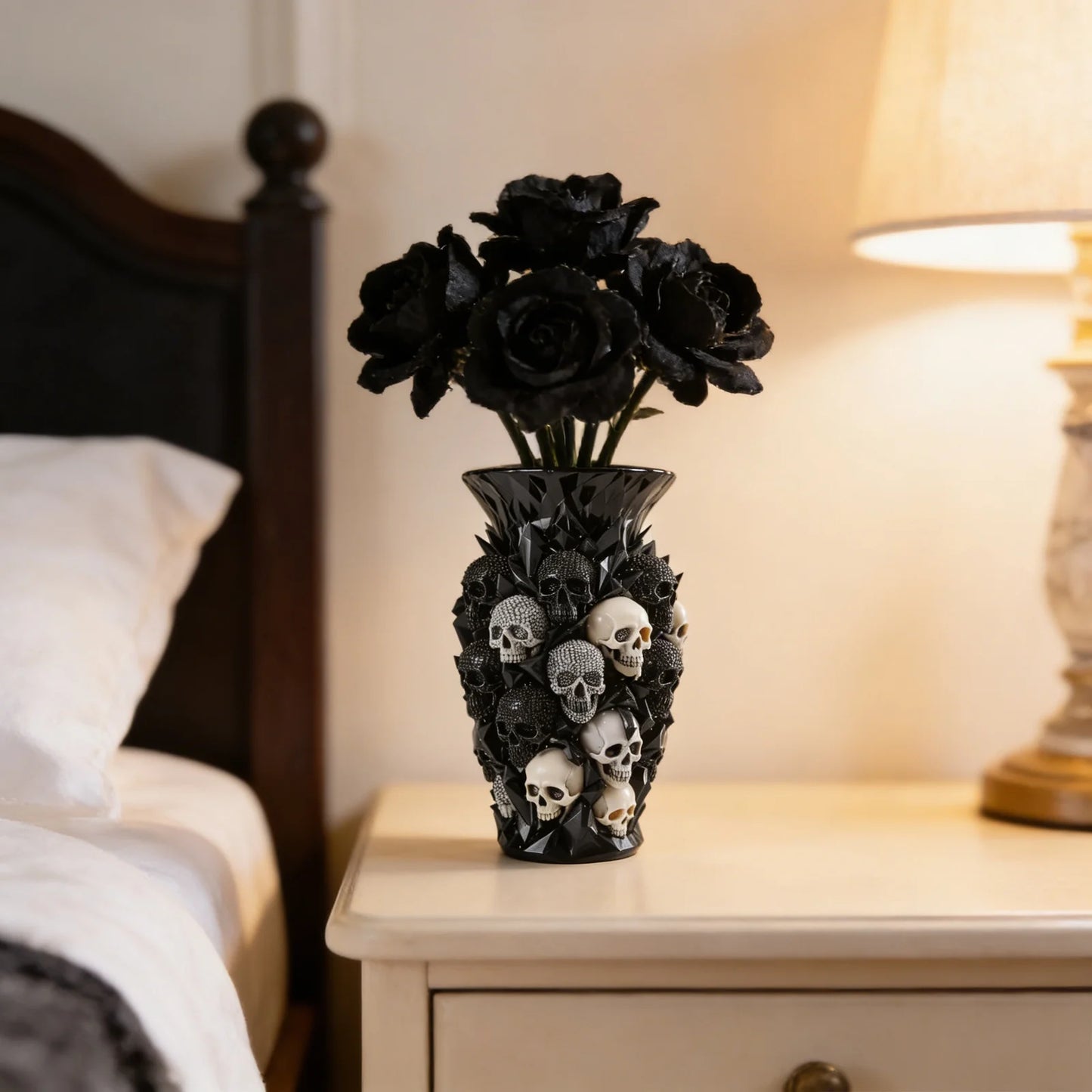 Gothic Skull Vase Decorative Ornament Craft For Home Garden