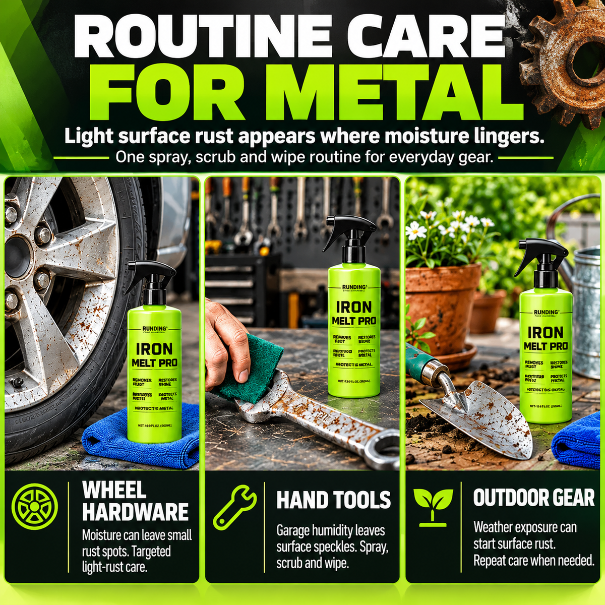 Car Rust Removal Spray Fast Acting Brake Dust Iron Remover Multi