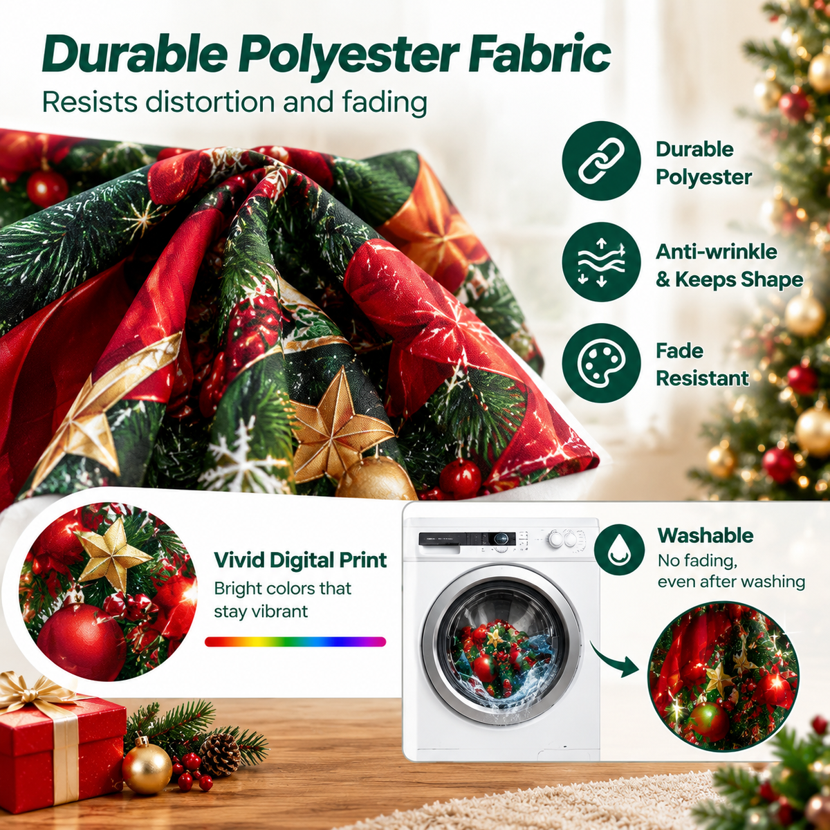 Digitally Printed Polyester Christmas Curtains