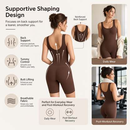 Tummy Control Butt Liftter Faja Bodysuit, Back Support Scrunch Back Open Design
