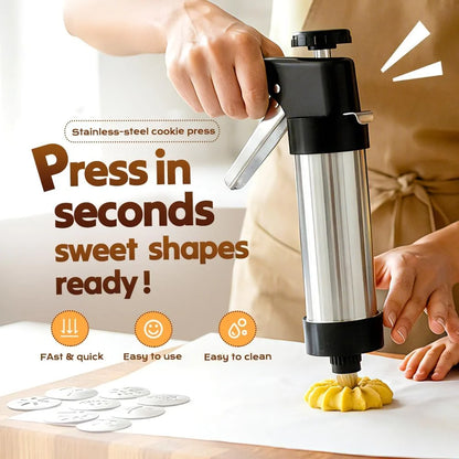 Cookie Press Kit with 8 Icing Tips and 13 Cookie Discs