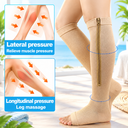 Open Toe Zipper Gradient 15-20 mmHg Knee