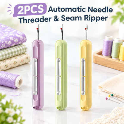 2PCS Upgraded 2 in 1 Automatic Needle Threaders Seam Ripper