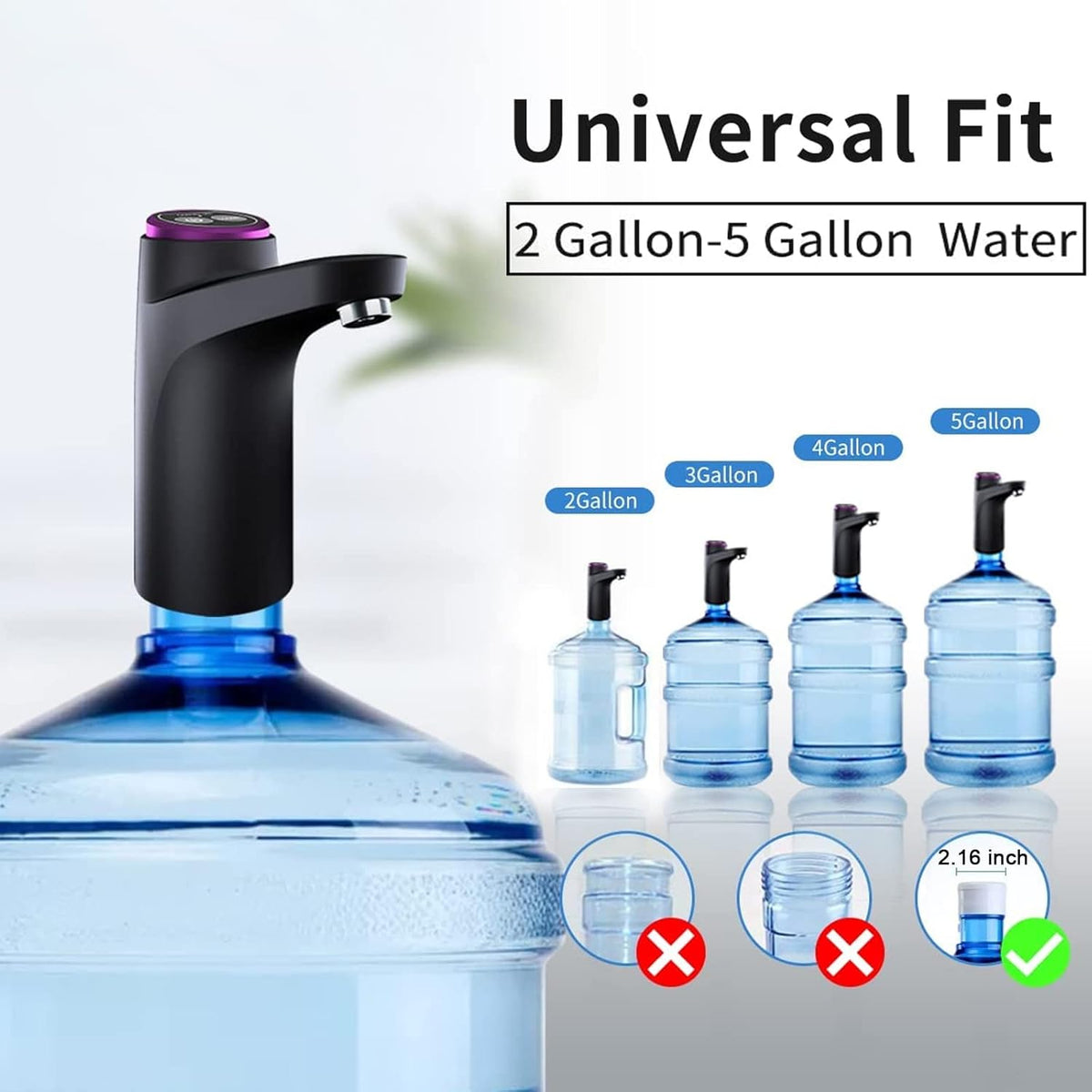 Smart USB Portable Water Bottle Dispenser with USB Electric Charging and Automatic Off Switch