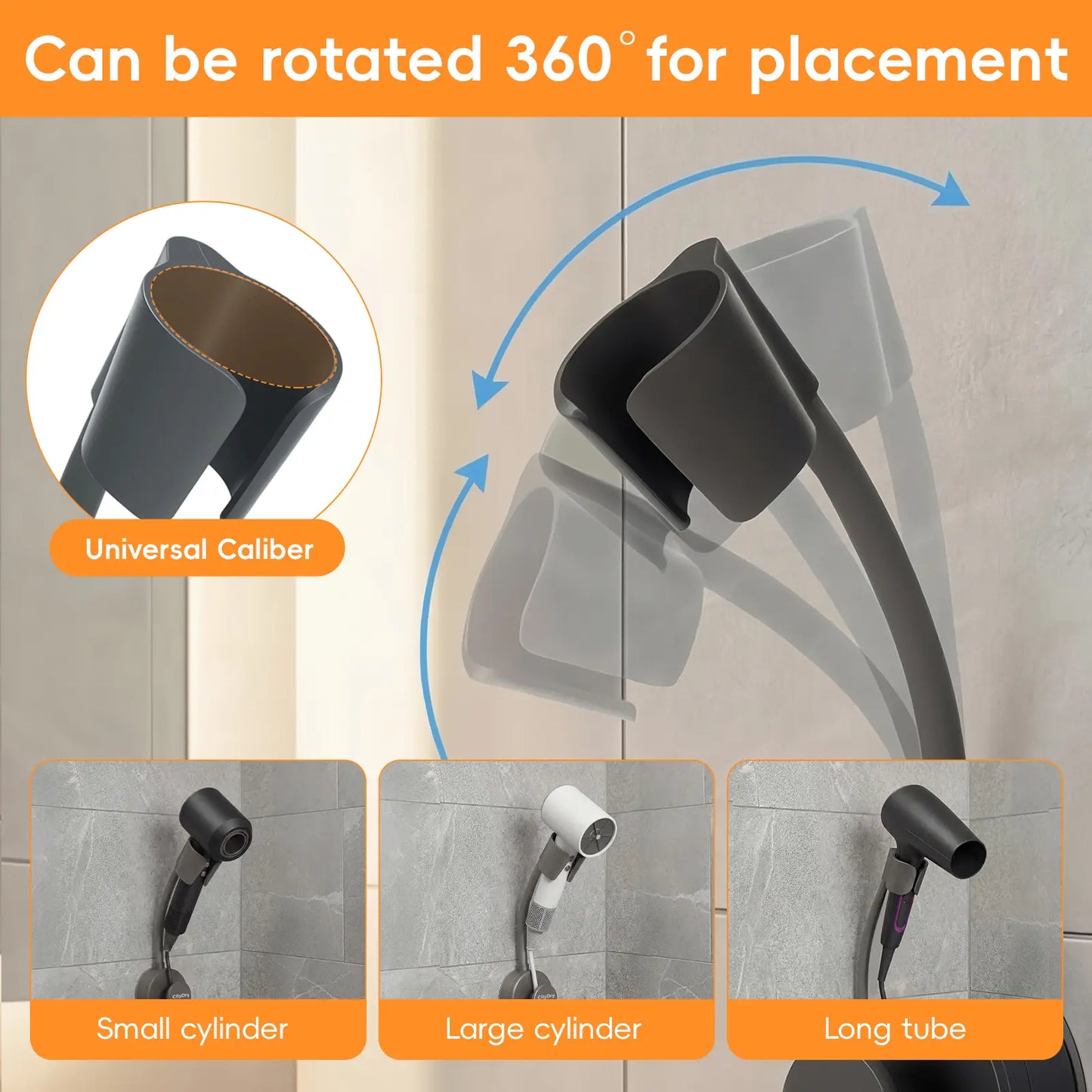 Shower Friendly Holder - Durable And Sleek Hair Dryer Holder Suitable For Bathroom Use