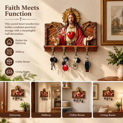 Jesus Sacred Heart Key Holder Wall Mount