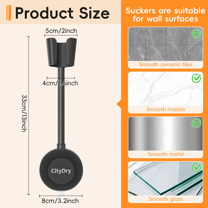 Shower Friendly Holder - Durable And Sleek Hair Dryer Holder Suitable For Bathroom Use