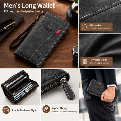 Men's Long PU Business Wallet
