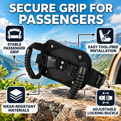 Adjustable motorcycle passenger grab strap