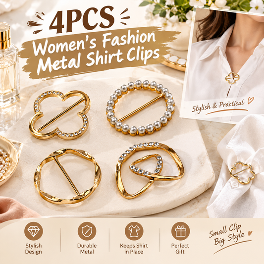 4 Counts Women's Fashion Metal Shirt Clips