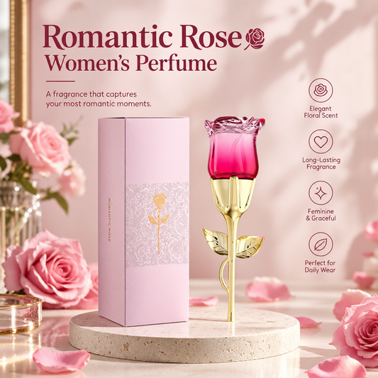 Romantic Rose Perfume for Women - Long Lasting Eau de Parfum with Warm Amber