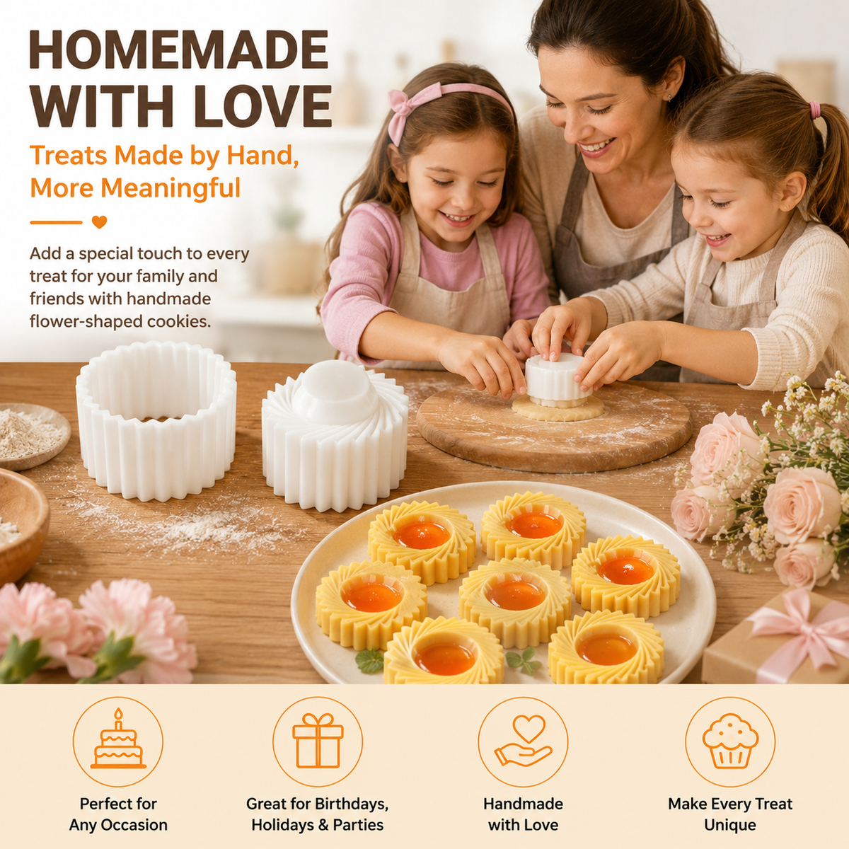 3D Petal Cookie Cutter Set (4-Piece)