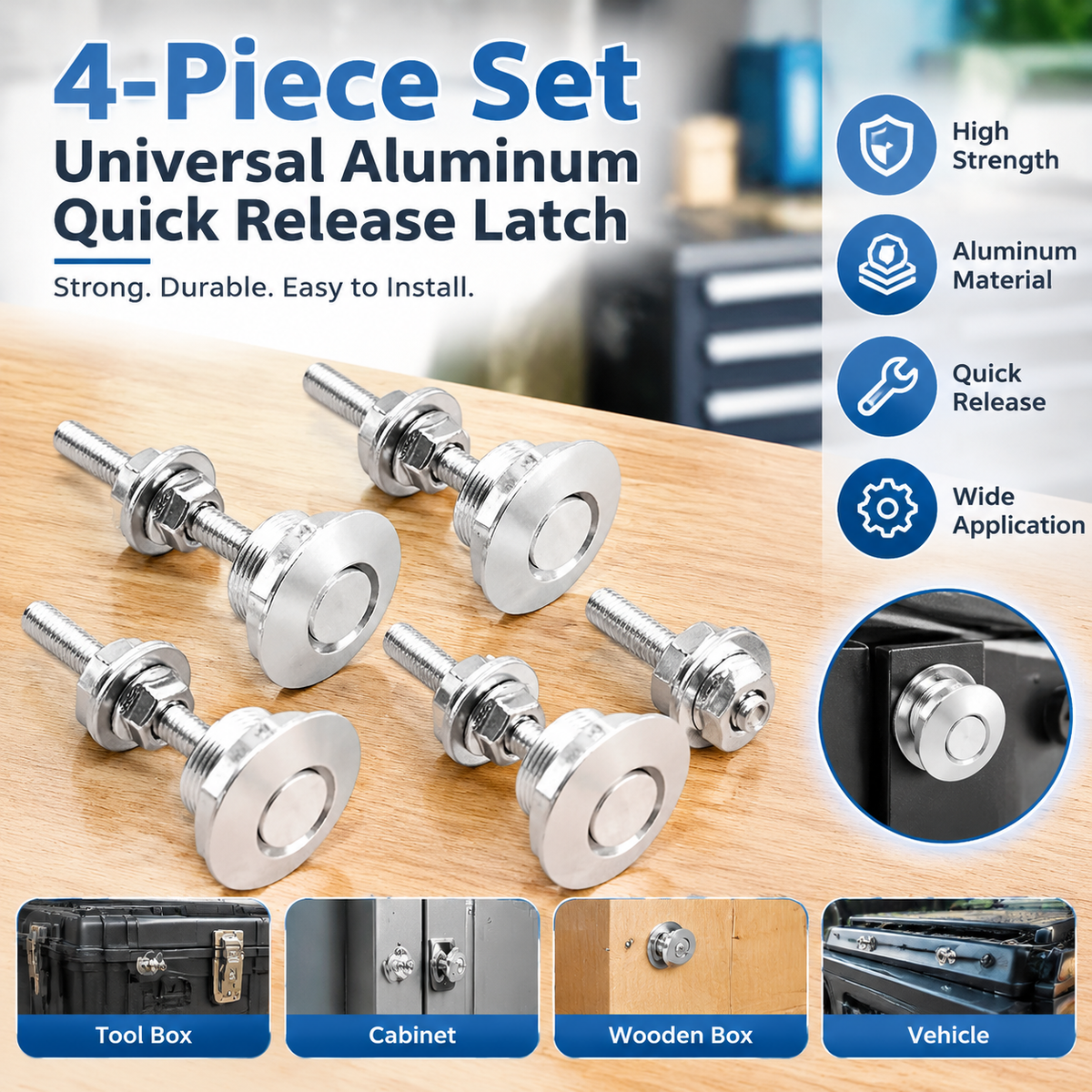 4Pcs Universal Aluminum Quick-Release Lock Latches