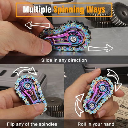 Bike Chain Gear Fidget Spinner, Metal Sprocket Chain Fidget Toy
