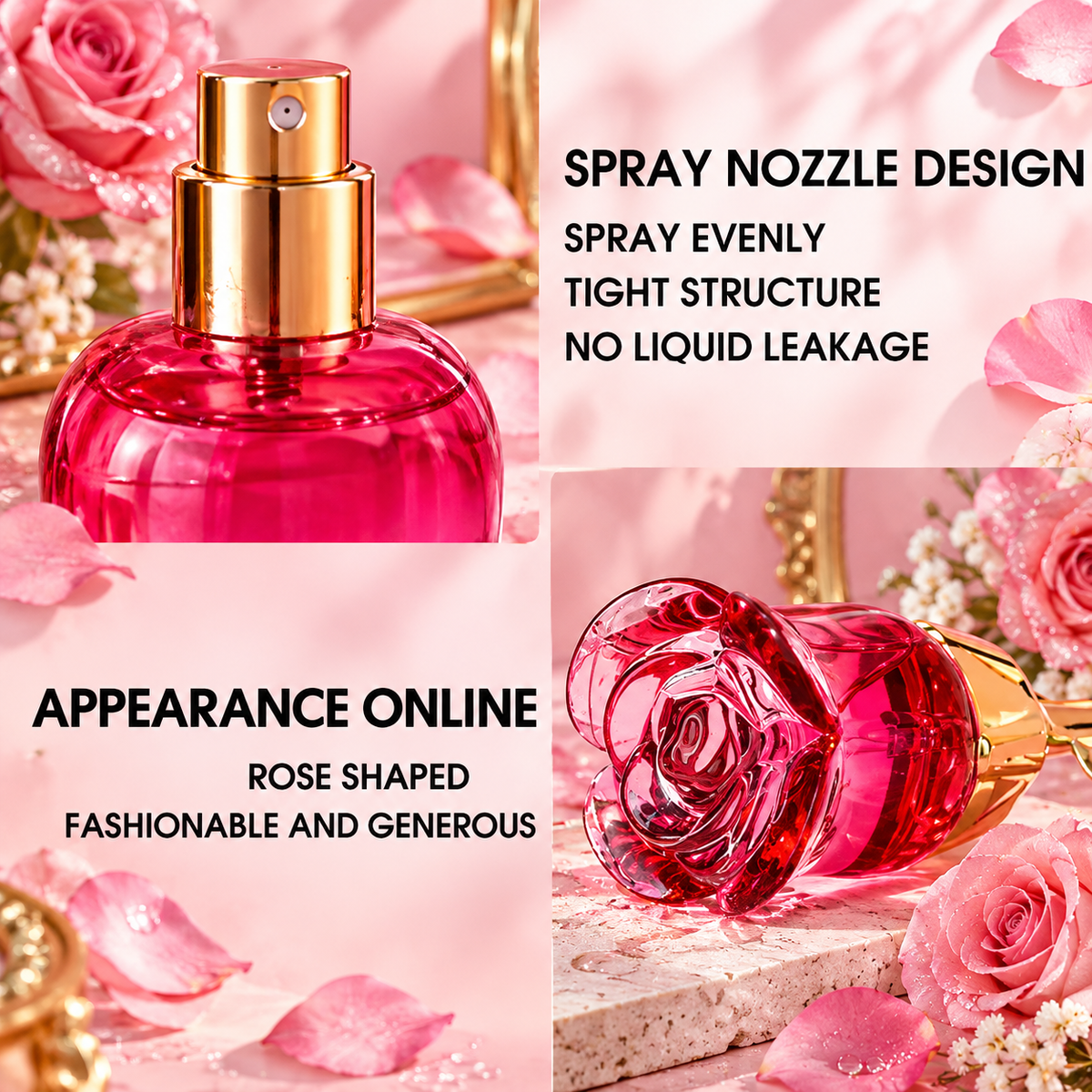Romantic Rose Perfume for Women - Long Lasting Eau de Parfum with Warm Amber