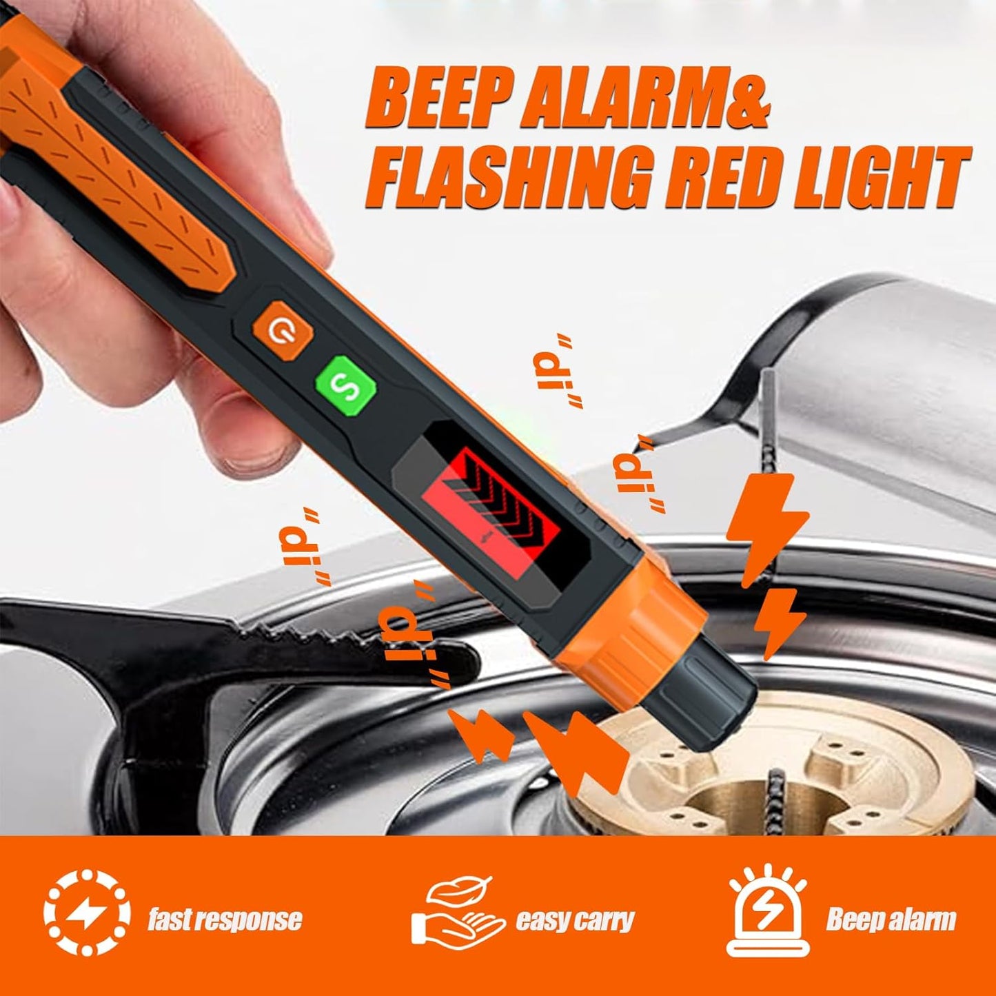 Natural Gas Leak Detector, Portable Gas Sniffer with Audible & Visual Alarm