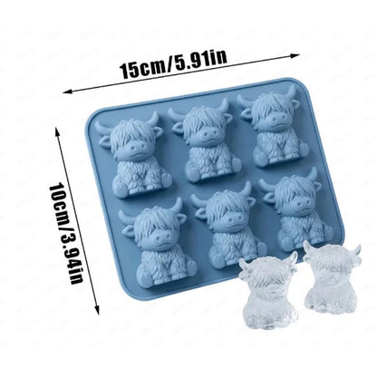 Mini Highland Cow Ice Cube Mold - Highland Cow Silicone Tray