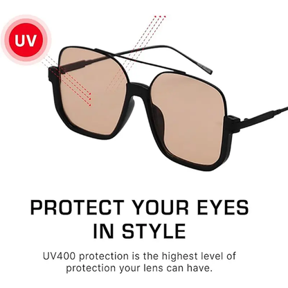 Retro Oversized Aviator Sunglasses for Women Men Square Double Bridge