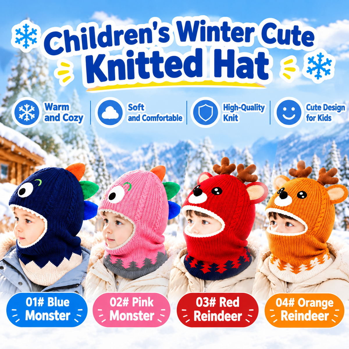Cute Knitted Winter Hat for Children